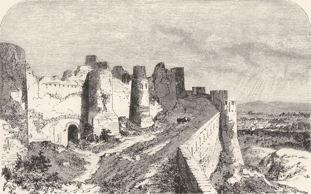 FRANCE. Fortifications of Carcassone c1878 old antique vintage print picture